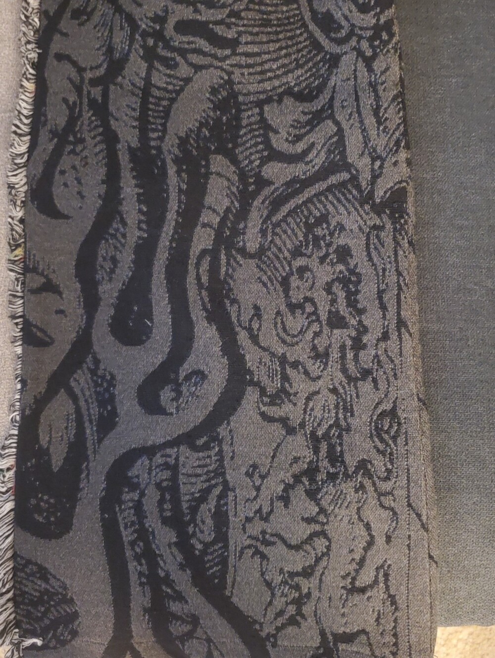 Rebel Vengeance UNISEX Black & Gray Patterned Stacked Wide-Leg Cargo Jeans - Picture 2 of 7
